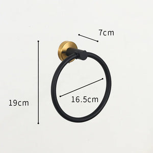 Black and Gold Stainless Steel Bathroom Hardware set Towel Bar Toilet Paper Holder Clothes Hook Bathroom Roll Towel Rack Ring