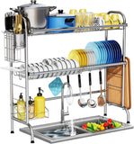 Over The Sink Dish Drying Rack, 2-Tier Steel Large Over The Sink Dish Rack