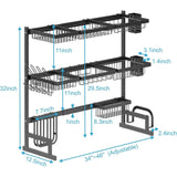 Over Sink Dish Drying Rack 3 Tier,2 Cutlery Holders Adjustable Dish Drainer