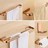 Rose Gold Brass Square Bathroom Accessories Set Bath Hardware Wall Mounted Towel