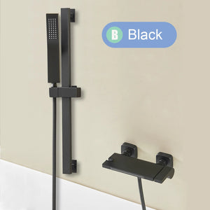 White Black Simple Bathroom Waterfall Bathtub Faucets With Hand-held Shower