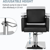 Styling Chair for Hair Salon, Modern Hairdressing Barber Chair w/Square Base & Footrest, 360 Degrees Swivel,