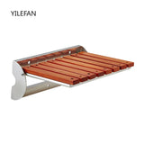 Folding Teak Shower Seat Bench Wall Mounted Space Saving